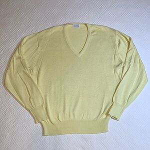 Brooks Brothers Vintage Men's V-Neck Yellow Cotton Sweater Size 44 (XL)